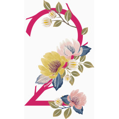 彩色手绘唯美花朵植物