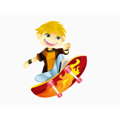 可爱小孩滑板矢量素材