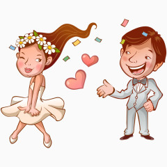卡通爱心新郎新娘夫妻情侣