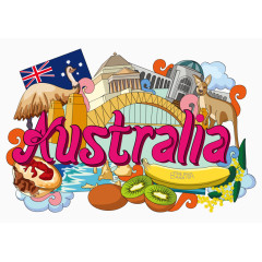 澳大利亚 建筑文化旅游宣传矢量