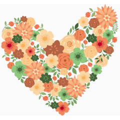 桃心花朵重叠矢量