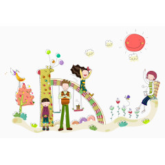 一家人情景清新插画