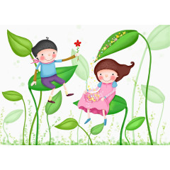 卡通儿童玩耍素材