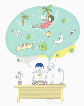 手绘儿童的想象插画