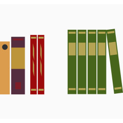 书籍排列水彩插画装饰元素