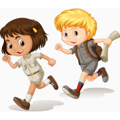 手绘奔跑的孩子