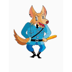 拿警棍的狼警察