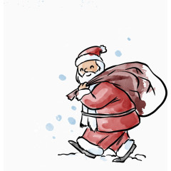 矢量手绘圣诞老人送礼物