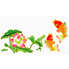 金鱼荷花素材