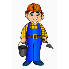 卡通手绘工人png  