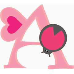 卡通粉色童趣爱心英文字母A