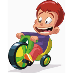 骑着童车的开心小孩