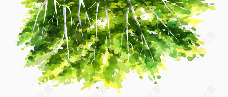 唯美的油画绿叶树枝