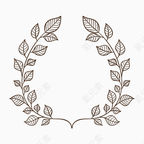 手绘植物叶子装饰图案