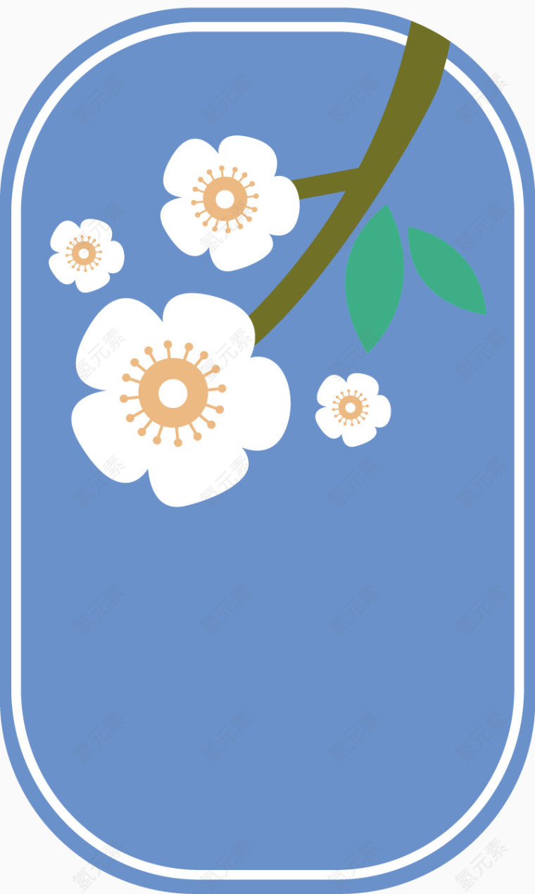 蓝色简约花朵圆圈边框纹理