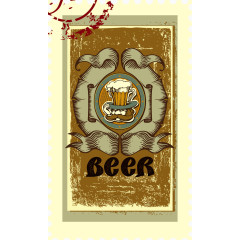 复古啤酒邮票矢量素材