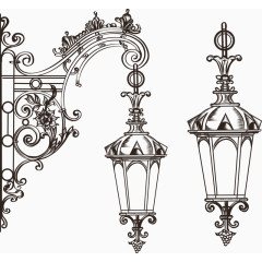 手绘线稿欧式路灯