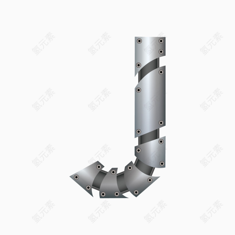 金属质感字母字体J