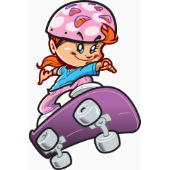 玩滑板的小女孩