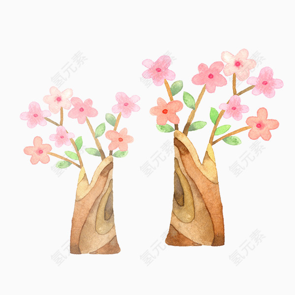 粉色手绘桃花