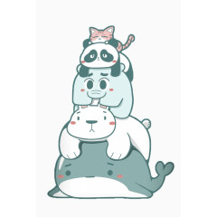 叠罗汉卡通小动物