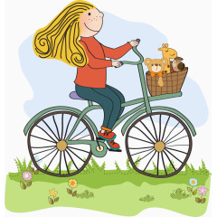 矢量骑单车女孩