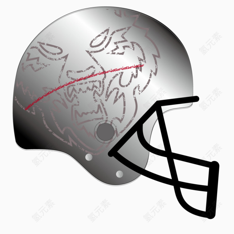 手绘银色头盔安全帽