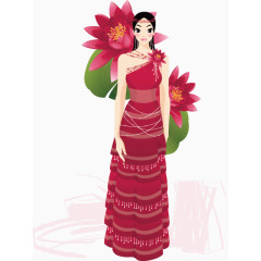 美丽可爱女人婚礼矢量插画