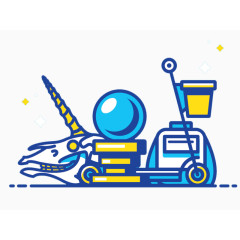 蓝色电动车素材