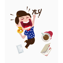 手绘上班励志卡通人物