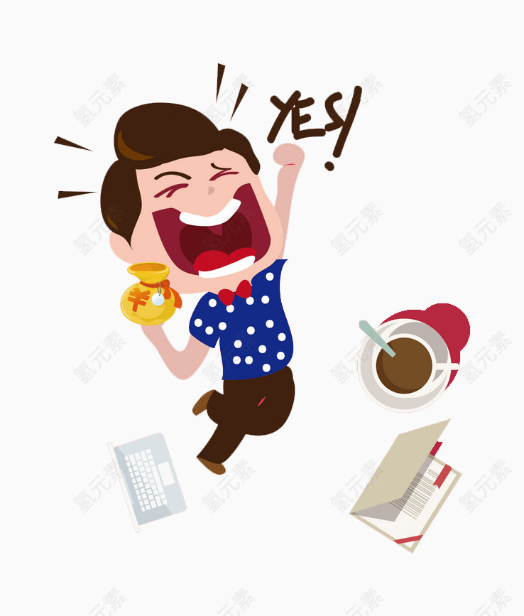手绘上班励志卡通人物