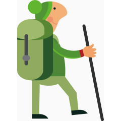 矢量卡通登山老奶奶人物
