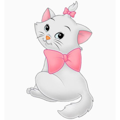 卡通手绘记着蝴蝶结的猫咪