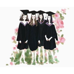水彩女孩毕业季