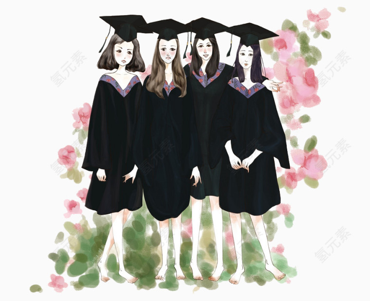 水彩女孩毕业季