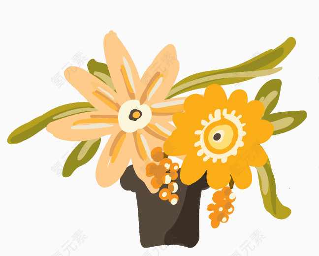 彩绘鲜花盆栽