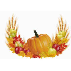 卡通手绘水果小麦装饰元素