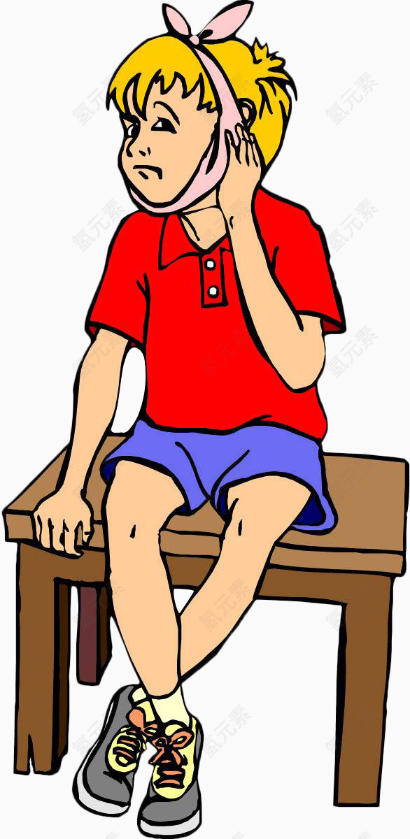 卡通坐在椅子上带着头巾休息的人