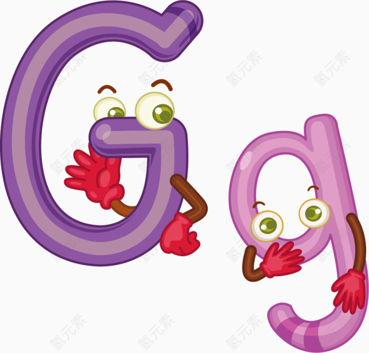 卡通拟人彩色字母Gg