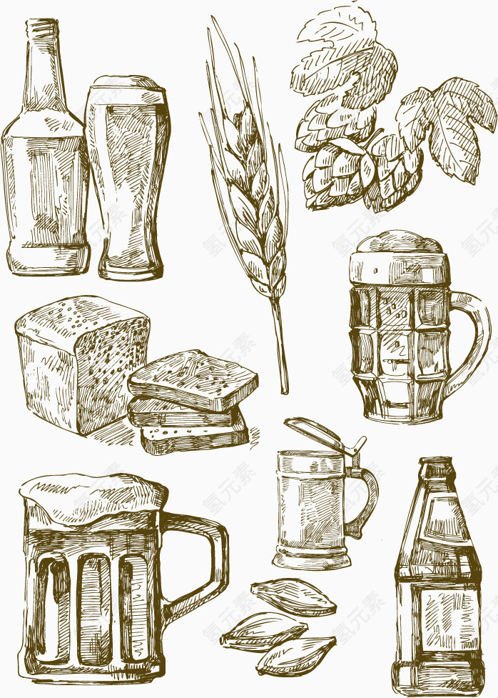 手绘啤酒