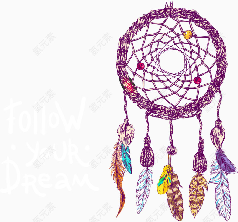 矢量民族饰品羽毛