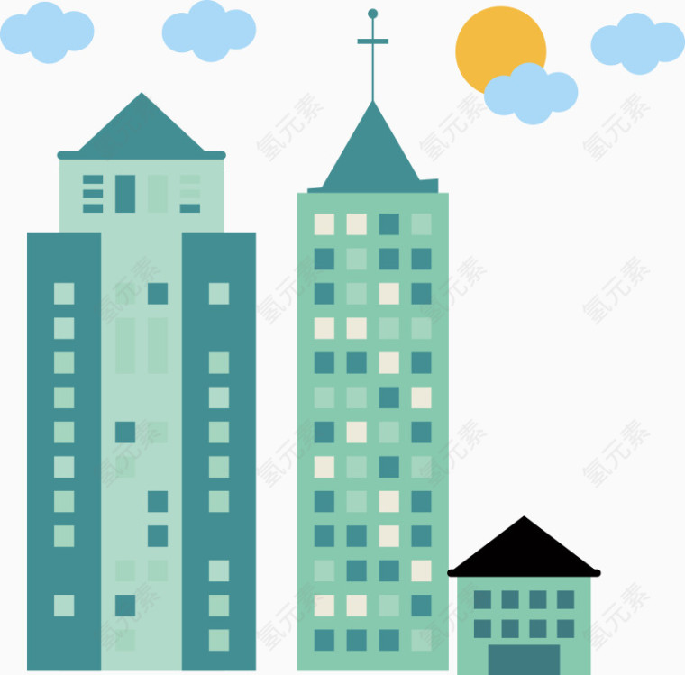 几何城市建筑楼房