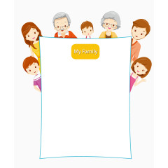 卡通手绘全家人元素边框