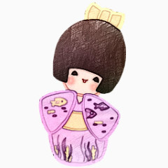 蜡笔画日本女人