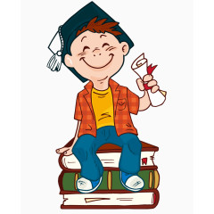 坐在书上的毕业生