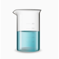 装有蓝色液体的烧杯