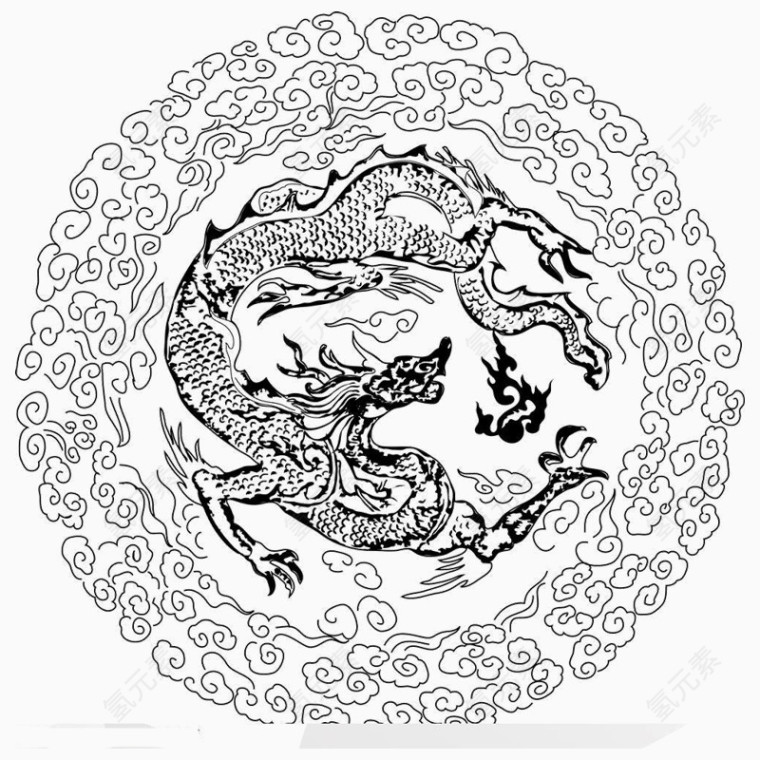 中式图案纹理图腾龙纹