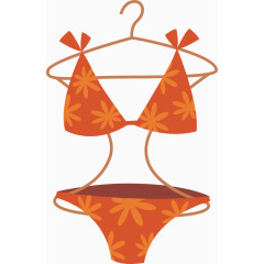女式泳衣卡通手绘装饰元素