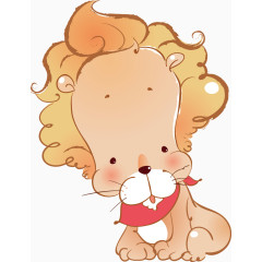 卡通手绘矢量小狮子可爱