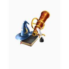 3d魔法帽望远镜矢量图